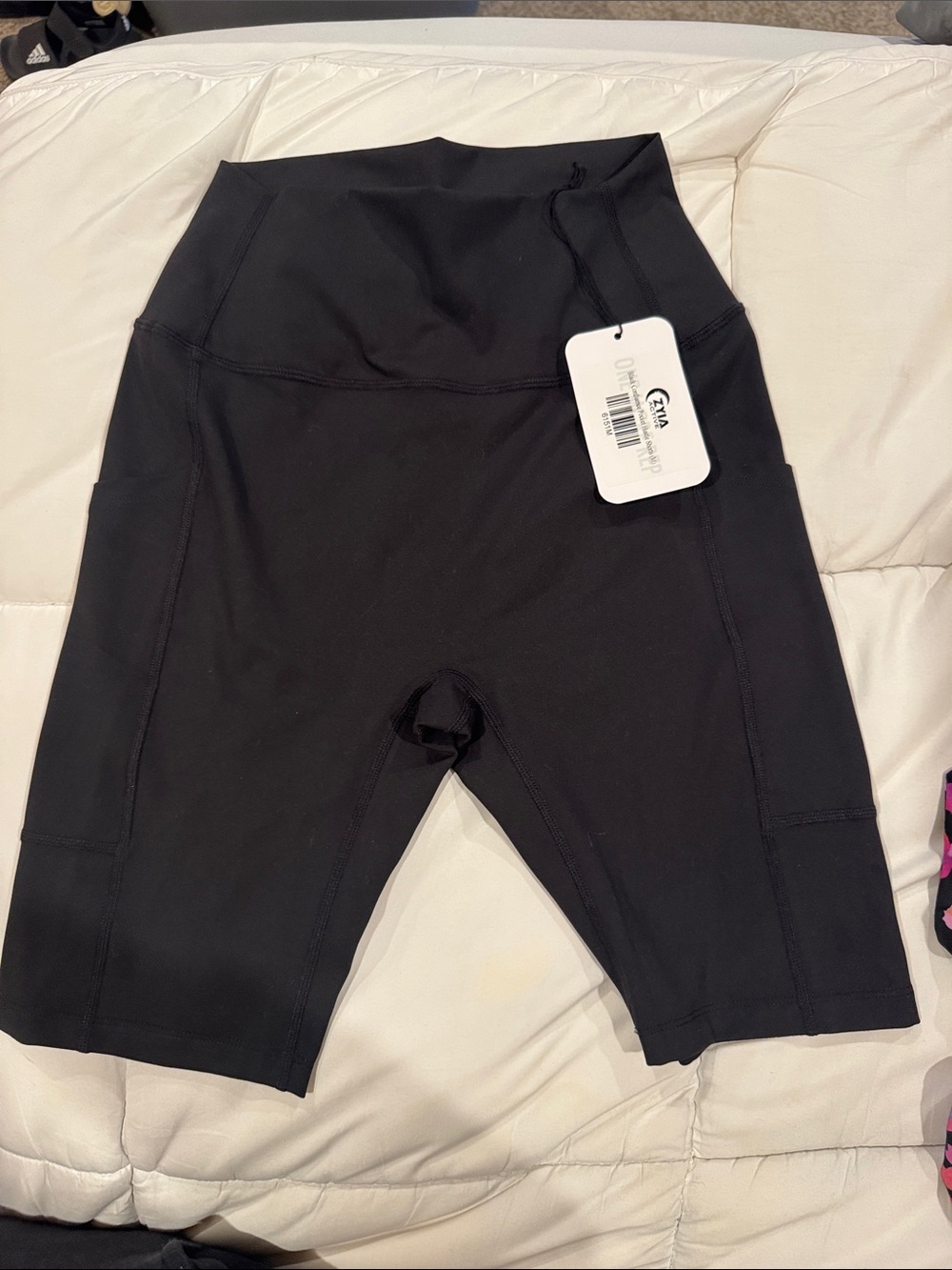 ZYIA Black High-Rise Bike Shorts with Side Pockets NWT